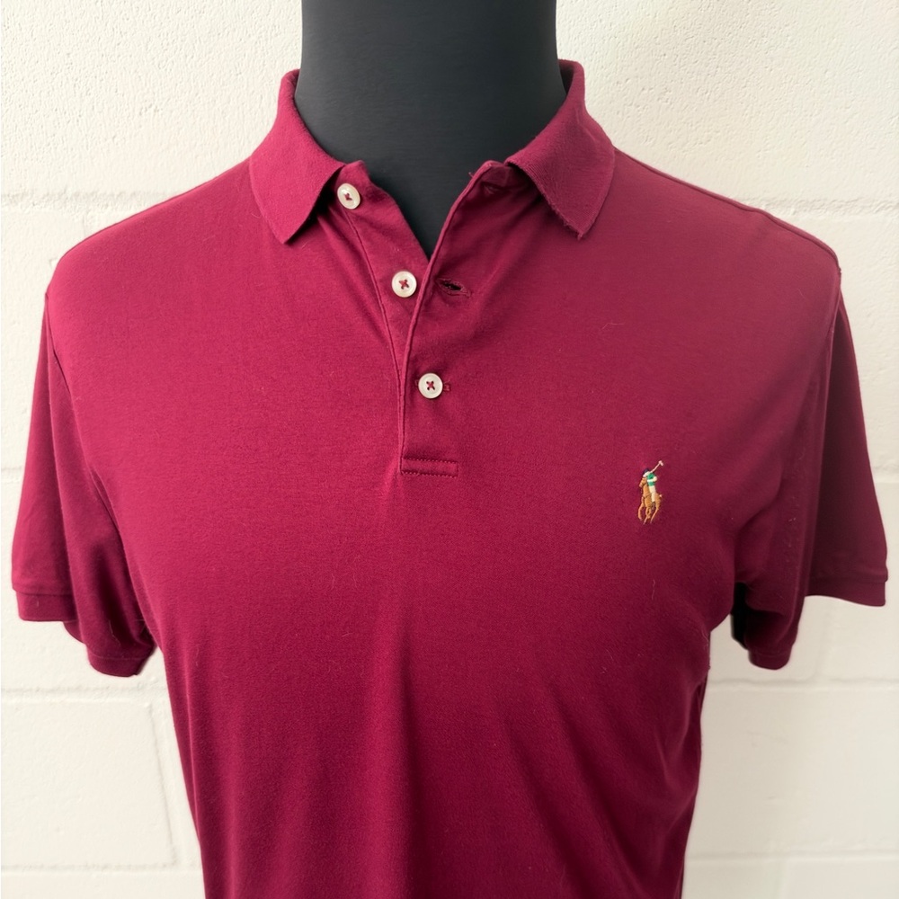 Polo Ralph Lauren Men’s Burgundy Maroon Polo Shirt Multicolor Pony Size M